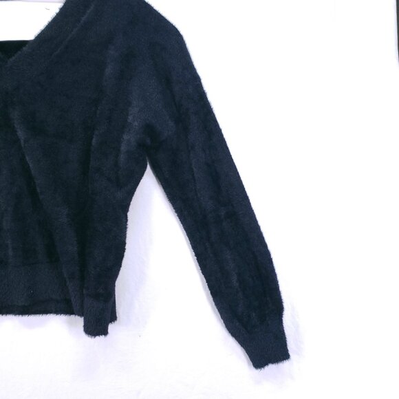 Halogen Women Black Mohair Fuzzy Cropped Soft Sweater Plus Size 100% Nylon - Picture 9 of 15